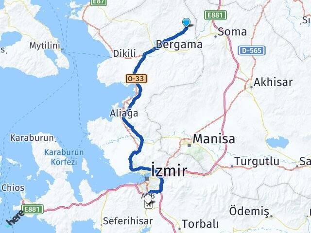 Göçbeyli Adnan Menderes Havalimanı Arası Kaç Km - Yol Tarifi
