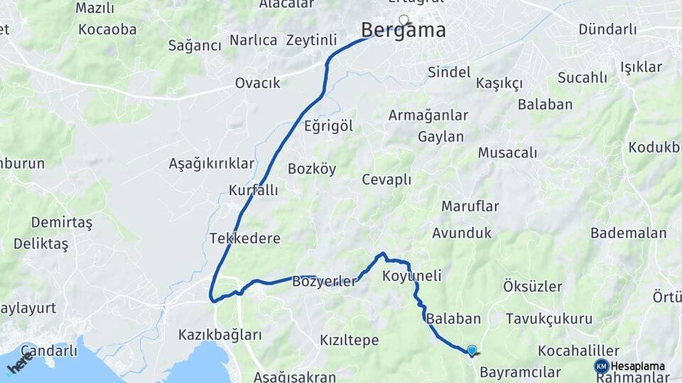 İsmailli Bergama Arası Kaç Km - Yol Tarifi