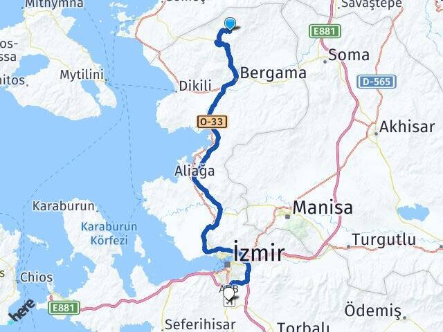 Karaveliler Adnan Menderes Havalimanı Arası Kaç Km - Yol Tarifi