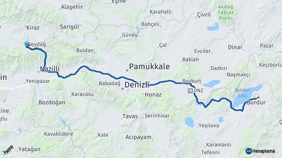 Beydağ Burdur Arası Kaç Km - Yol Tarifi