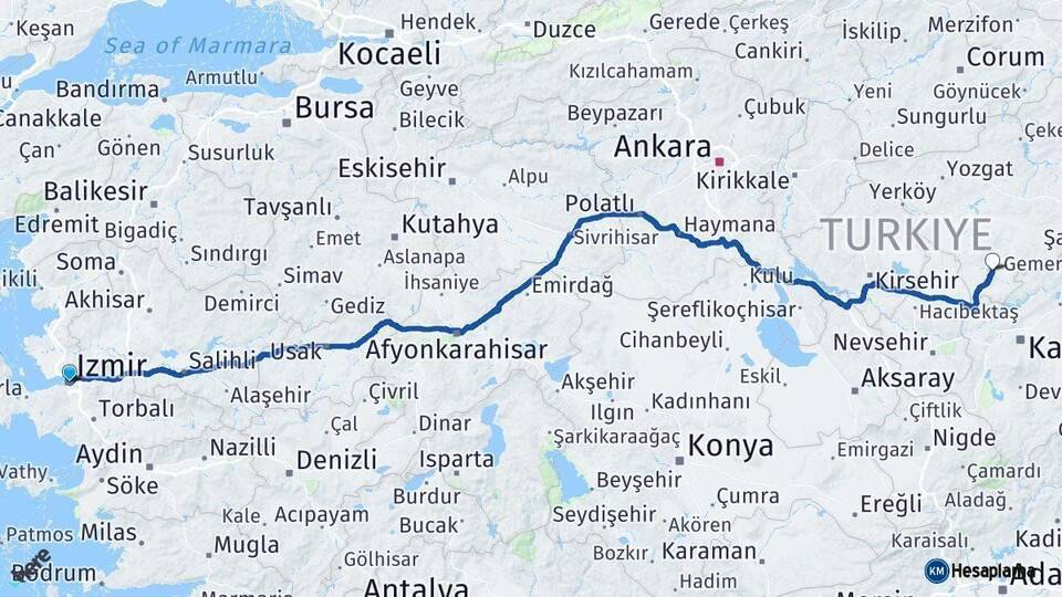 İzmir Boğazlıyan Arası Kaç Km - Yol Tarifi