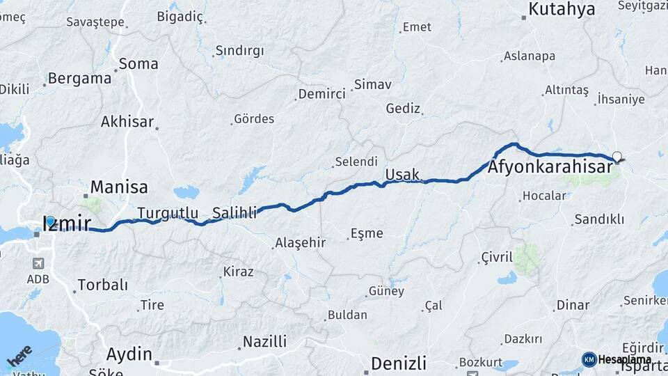 Bornova Afyonkarahisar Arası Kaç Km - Yol Tarifi