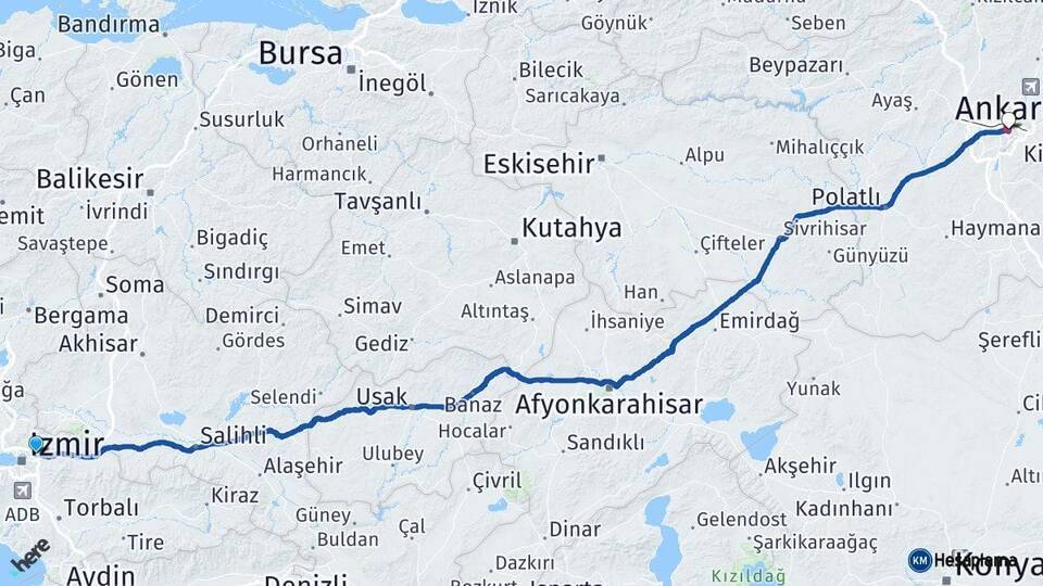 Bornova Ankara Arası Kaç Km - Yol Tarifi