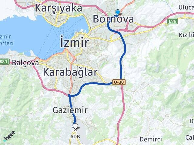 Erzene Adnan Menderes Havalimanı Arası Kaç Km - Yol Tarifi