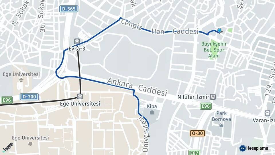Evka 3 Ege Üniversitesi Arası Kaç Km - Yol Tarifi