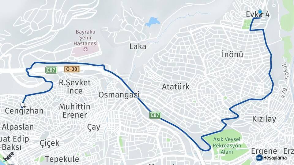 Evka 4 Cengizhan Arası Kaç Km - Yol Tarifi