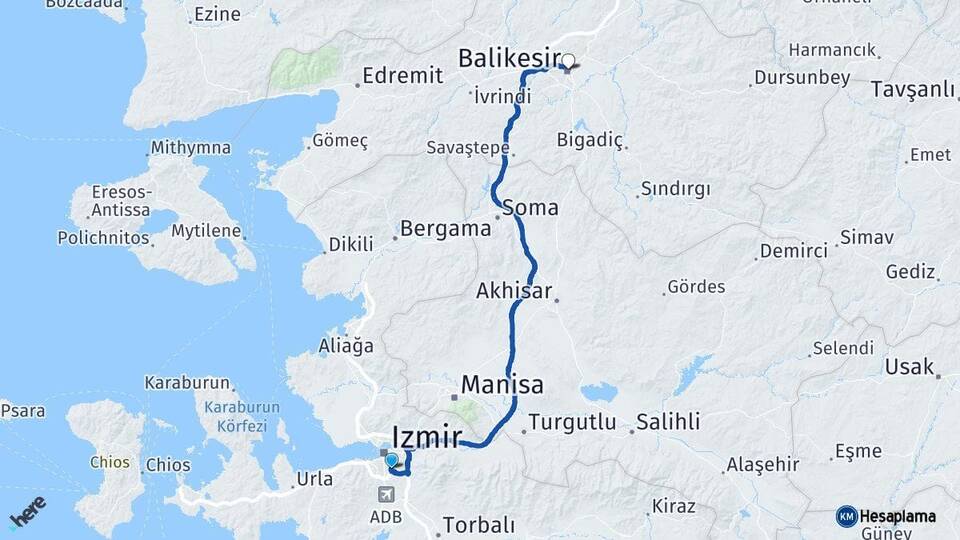 İzmir Buca Balıkesir Arası Kaç Km - Yol Haritası