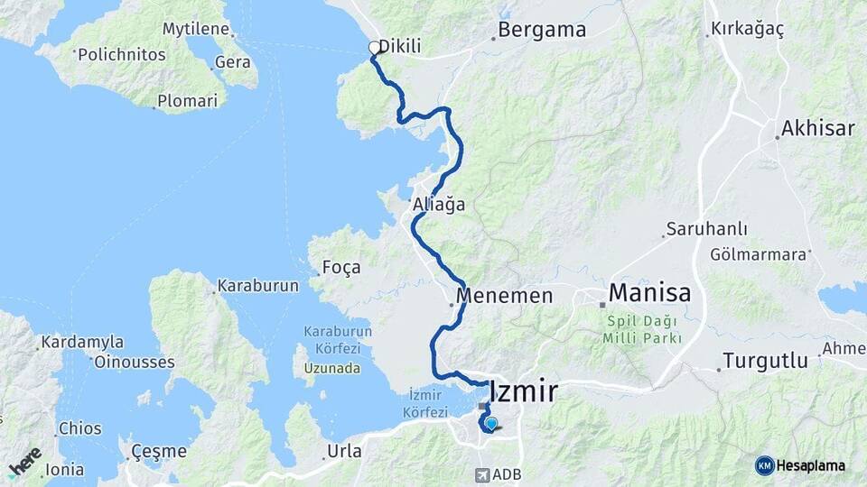 İzmir Buca Dikili Arası Kaç Km - Yol Haritası