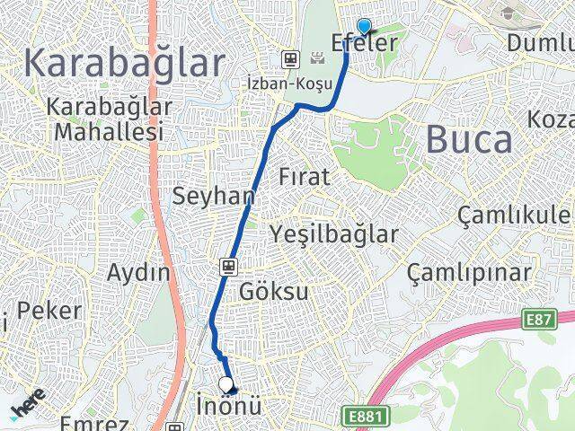 Efeler İnönü Arası Kaç Km - Yol Tarifi