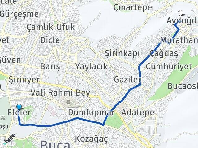 Efeler Tınaztepe Üniversitesi Arası Kaç Km - Yol Tarifi