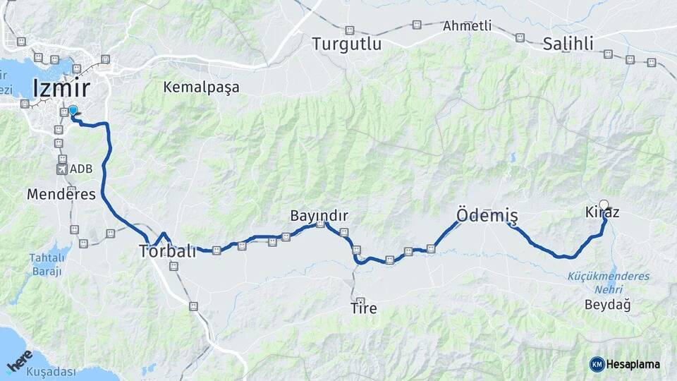 İzmir Buca Kiraz Arası Kaç Km - Yol Haritası