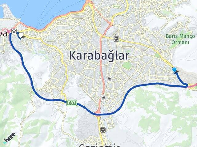 Kuruçeşme İzmir Demokrasi Üniversitesi Arası Kaç Km - Yol Tarifi