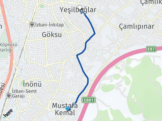 Mustafa Kemal Yeşilbağlar Arası Kaç Km - Yol Tarifi