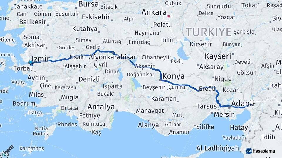 İzmir Buca Osmaniye Arası Kaç Km - Yol Haritası