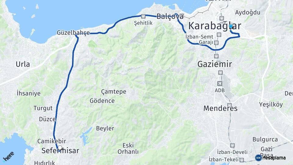 İzmir Buca Seferihisar Arası Kaç Km - Yol Haritası