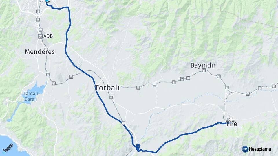 İzmir Buca Tire Arası Kaç Km - Yol Haritası