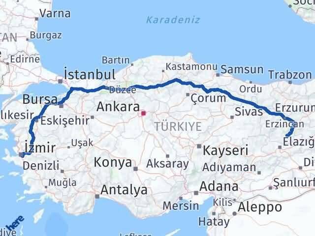 İzmir Buca Tunceli Arası Kaç Km - Yol Haritası