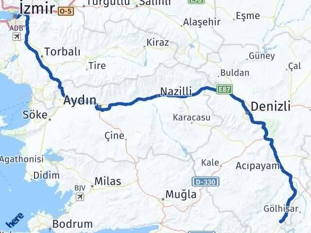 İzmir Çameli Denizli Arası Kaç Km - Yol Haritası