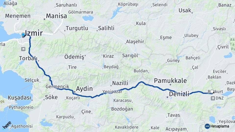 İzmir Çardak Arası Kaç Km - Yol Tarifi