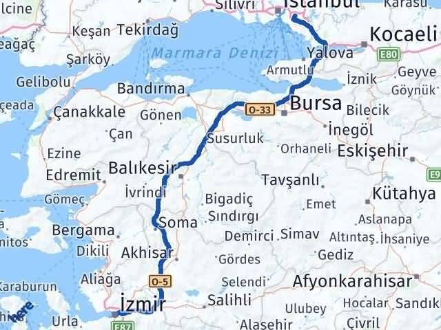 İzmir Çekmeköy İstanbul Arası Kaç Km - Yol Haritası