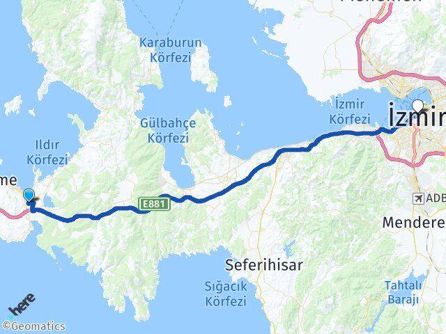 İzmir Çeşme Alaçatı Arası Kaç Km - Yol Haritası