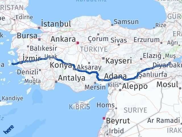İzmir Çeşme Bitlis Arası Kaç Km - Yol Haritası