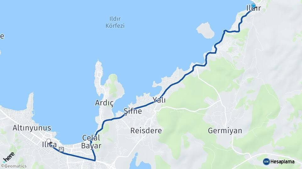 Ildır Ilıca Arası Kaç Km - Yol Tarifi