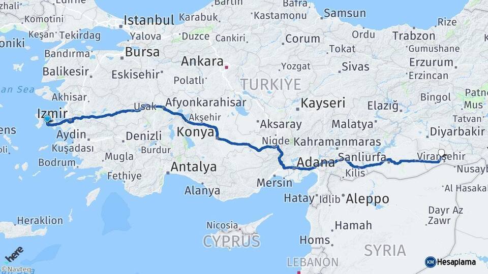 İzmir Çeşme Mardin Arası Kaç Km - Yol Haritası
