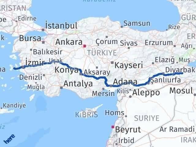 İzmir Çeşme Siirt Arası Kaç Km - Yol Haritası