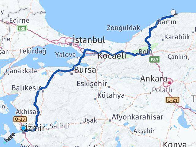İzmir Cide Kastamonu Arası Kaç Km - Yol Haritası