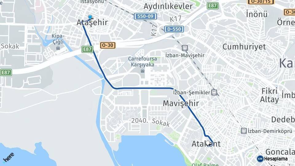 Ataşehir Atakent Arası Kaç Km - Yol Tarifi