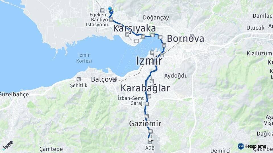 Egekent Adnan Menderes Havalimanı Arası Kaç Km - Yol Tarifi