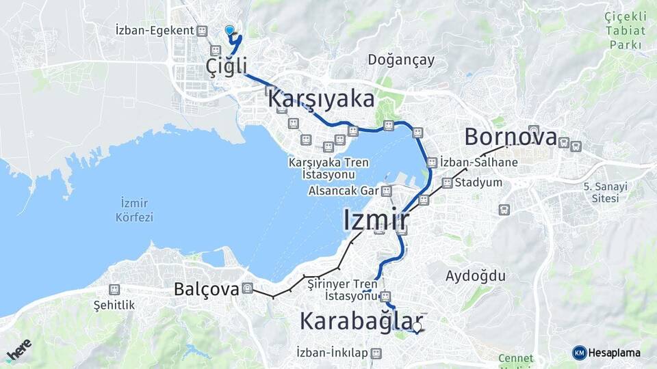 İzmir Çiğli Egekent Buca Arası Kaç Km - Yol Haritası