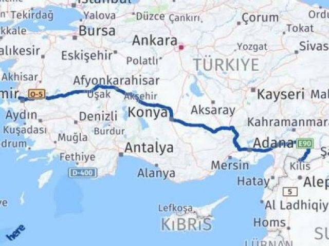 İzmir Çiğli Kilis Arası Kaç Km - Yol Haritası