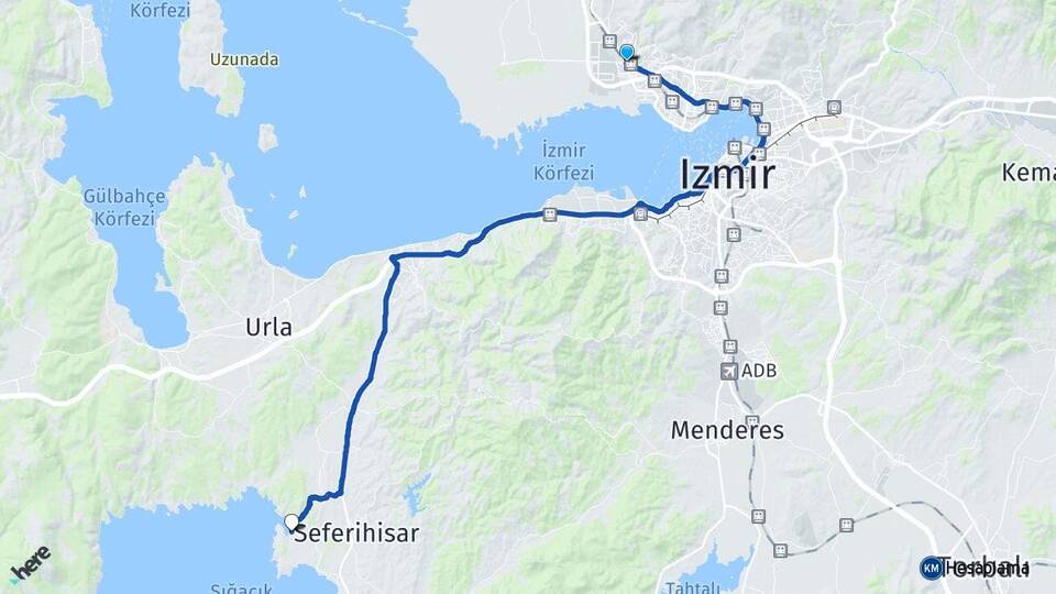 İzmir Çiğli Sığacık Seferihisar Arası Kaç Km - Yol Haritası