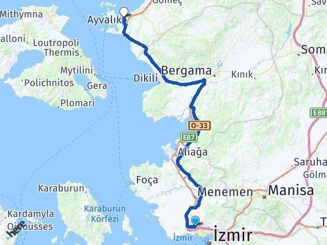 Şirintepe Ayvalık Arası Kaç Km - Yol Tarifi