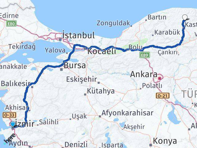 İzmir Devrekani Kastamonu Arası Kaç Km - Yol Haritası