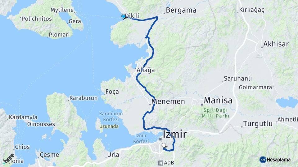 İzmir Dikili Buca Arası Kaç Km - Yol Haritası