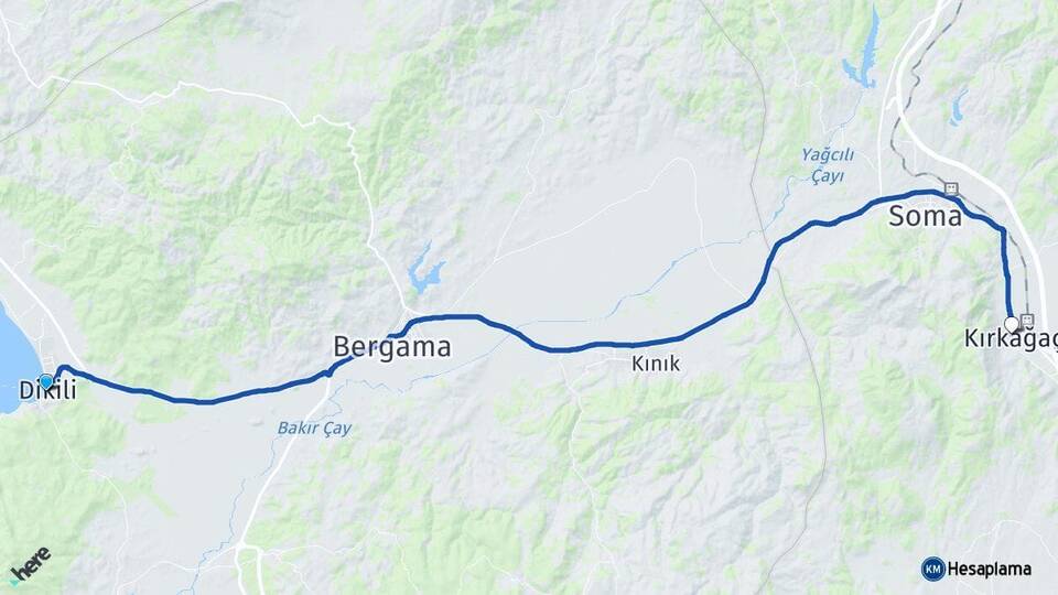 İzmir Dikili Kırkağaç Manisa Arası Kaç Km - Yol Haritası