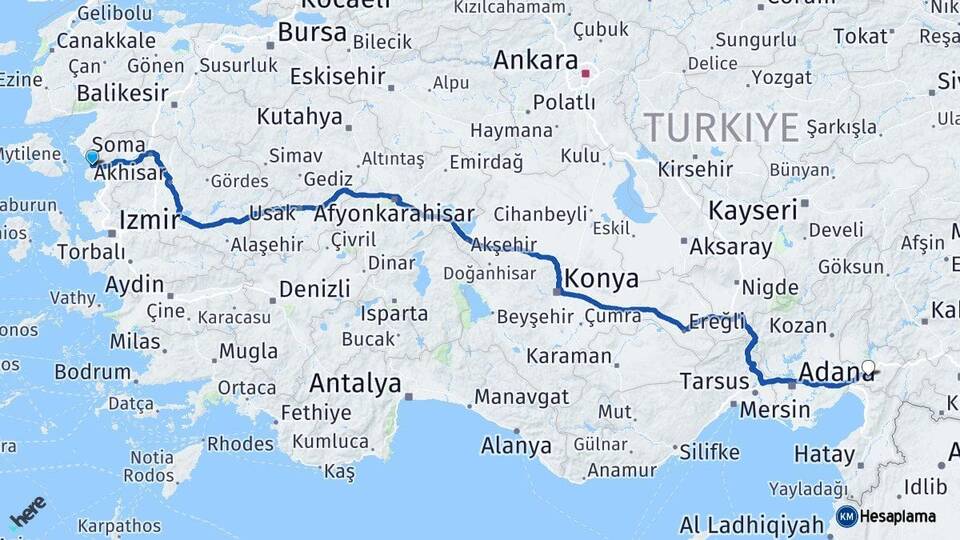 İzmir Dikili Osmaniye Arası Kaç Km - Yol Haritası