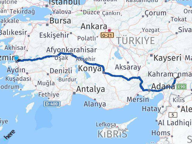 İzmir Dulkadiroğlu Arası Kaç Km - Yol Tarifi