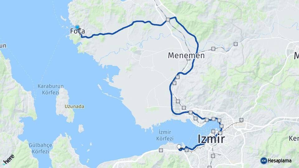İzmir Foça Balçova Arası Kaç Km - Yol Haritası