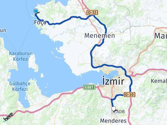 İsmetpaşa Adnan Menderes Havalimanı Arası Kaç Km - Yol Tarifi