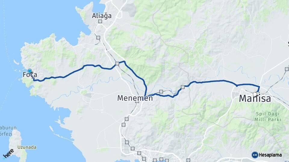 İzmir Foça Manisa Arası Kaç Km - Yol Haritası