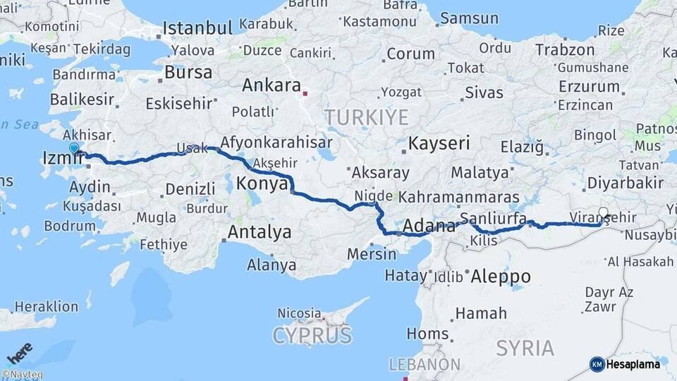 İzmir Foça Mardin Arası Kaç Km - Yol Haritası