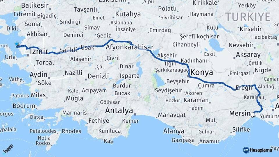 İzmir Foça Mersin Arası Kaç Km - Yol Haritası