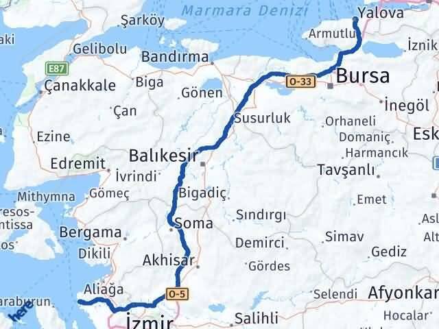 İzmir Foça Yalova Arası Kaç Km - Yol Haritası