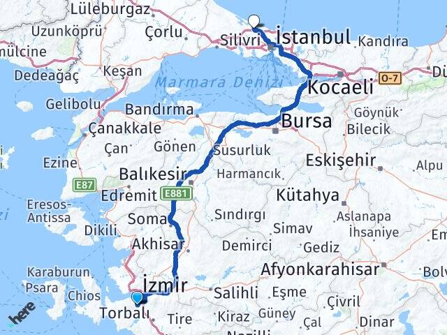 İzmir Gaziemir İstanbul Havalimanı Arası Kaç Km - Yol Haritası