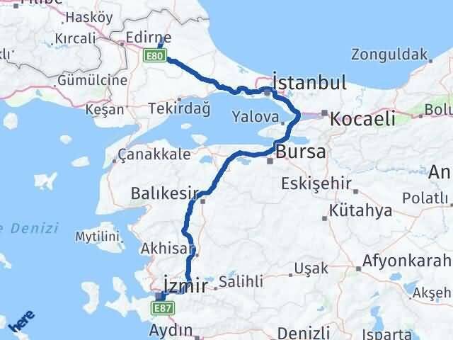 İzmir Gaziemir Kırklareli Arası Kaç Km - Yol Haritası