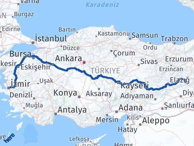 İzmir Genç Bingöl Arası Kaç Km - Yol Haritası